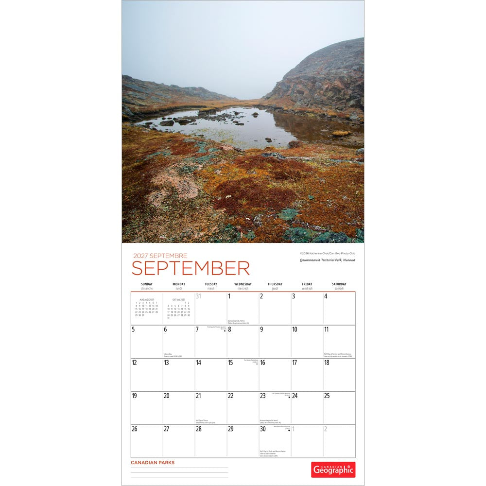 Canadian Geographic Parks OFFICIAL | 2027 12 x 24 Inch (Hanging) Monthly Square Wall Calendar