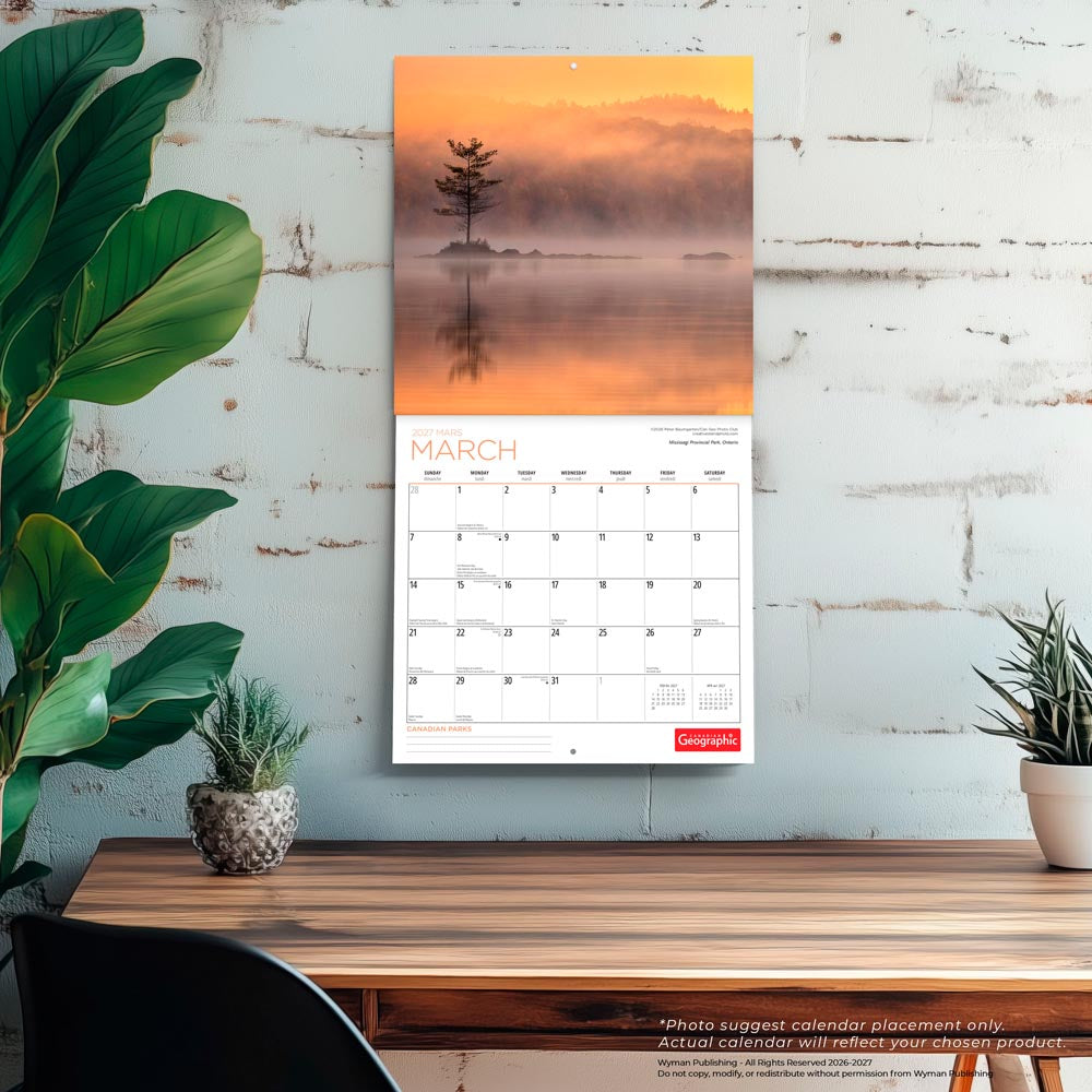 Canadian Geographic Parks OFFICIAL | 2027 12 x 24 Inch (Hanging) Monthly Square Wall Calendar