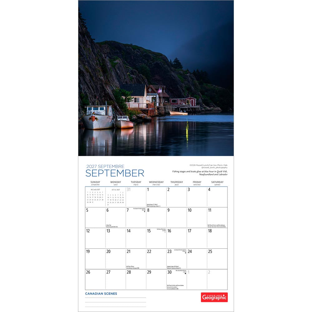 Canadian Geographic Scenes OFFICIAL | 2027 8.5 x 8.5 Inch Monthly Medium Wall Calendar | Gift Envelope