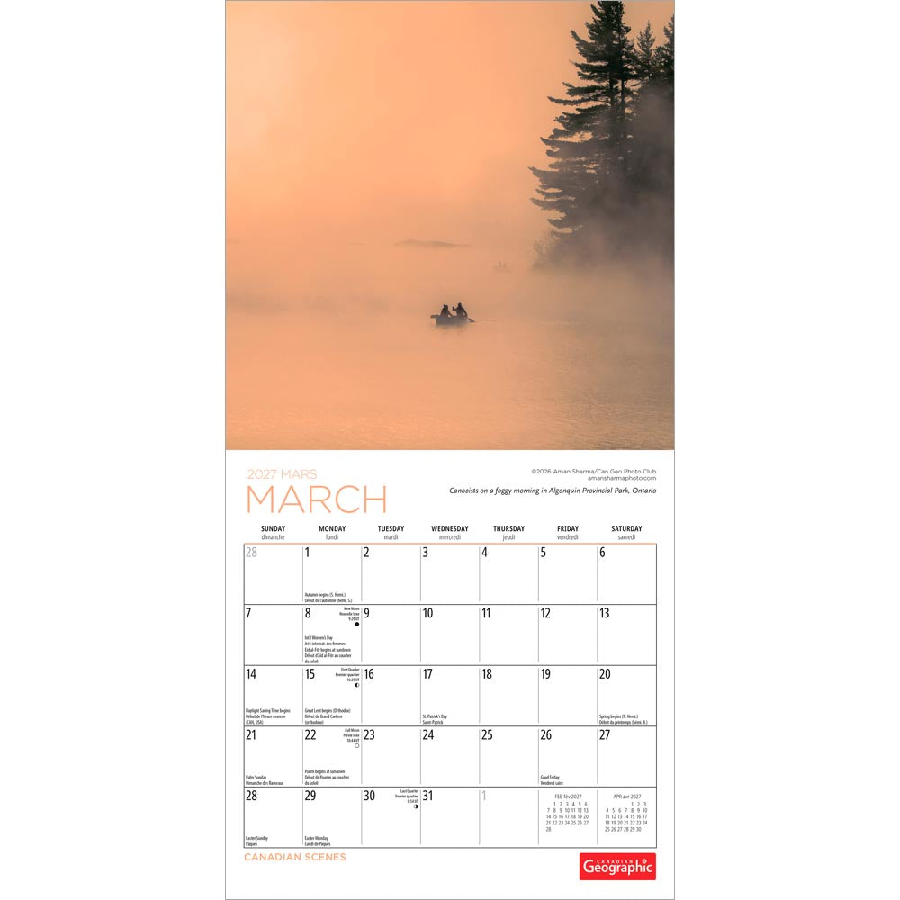 Canadian Geographic Scenes OFFICIAL | 2027 7 x 14 Inch (Hanging) Monthly Mini Wall Calendar
