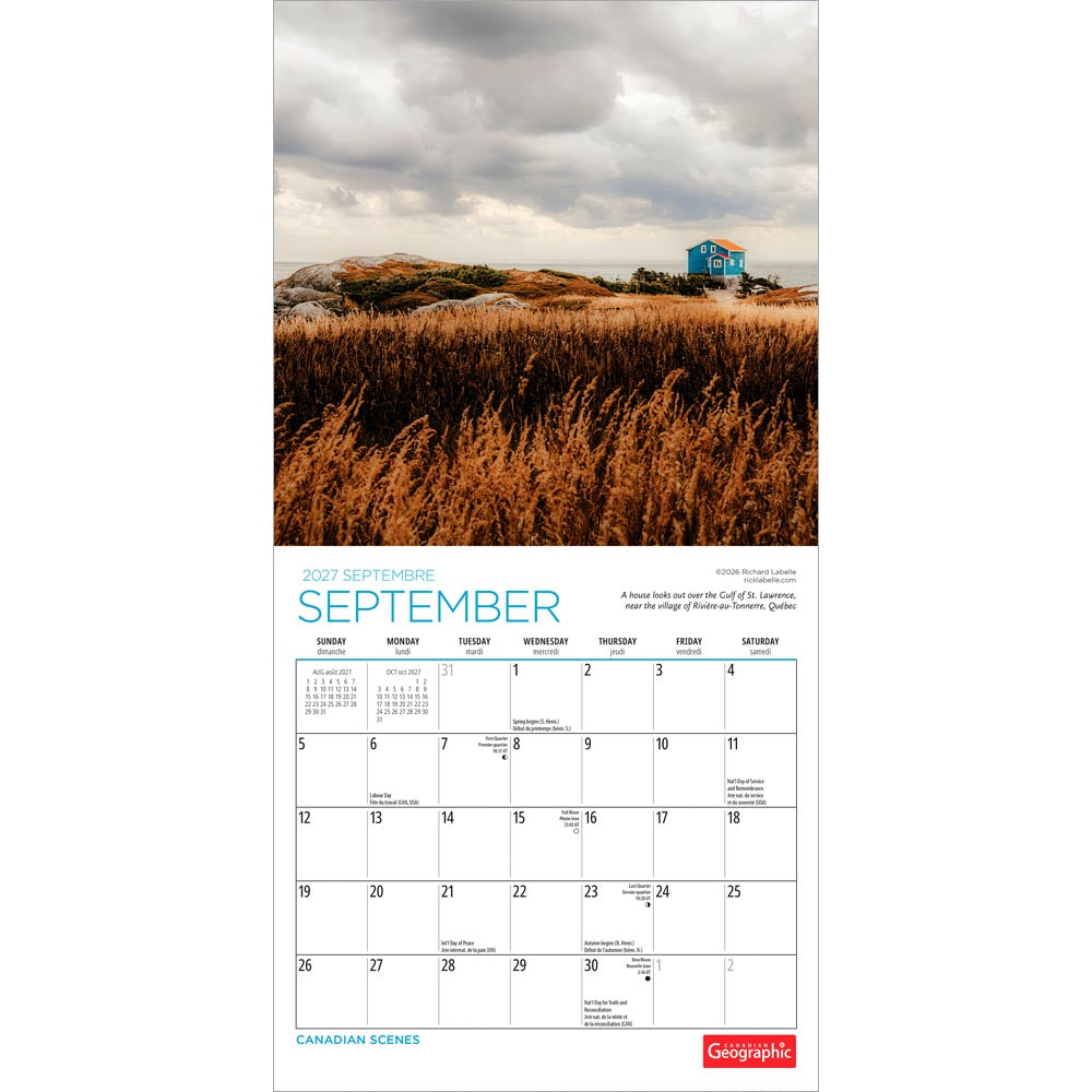 Canadian Geographic Scenes OFFICIAL | 2027 7 x 14 Inch (Hanging) Monthly Mini Wall Calendar