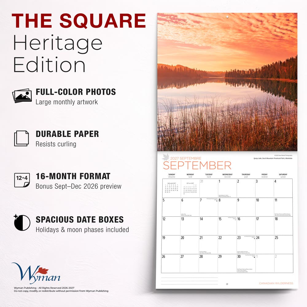 Canadian Wilderness | 2027 12 x 24 Inch (Hanging) Monthly Square Wall Calendar