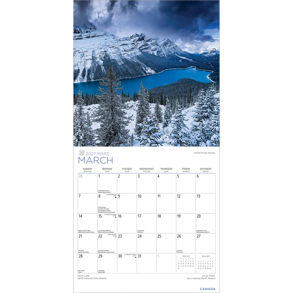 Canada | 2027 8.5 x 8.5 Inch Monthly Medium Wall Calendar | Gift Envelope | English/French Bilingual