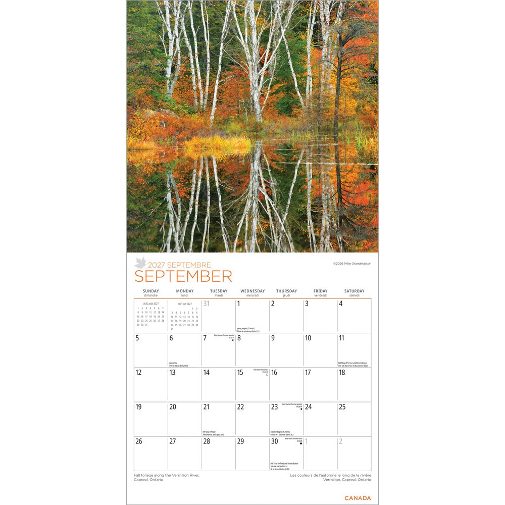 Canada | 2027 8.5 x 8.5 Inch Monthly Medium Wall Calendar | Gift Envelope | English/French Bilingual