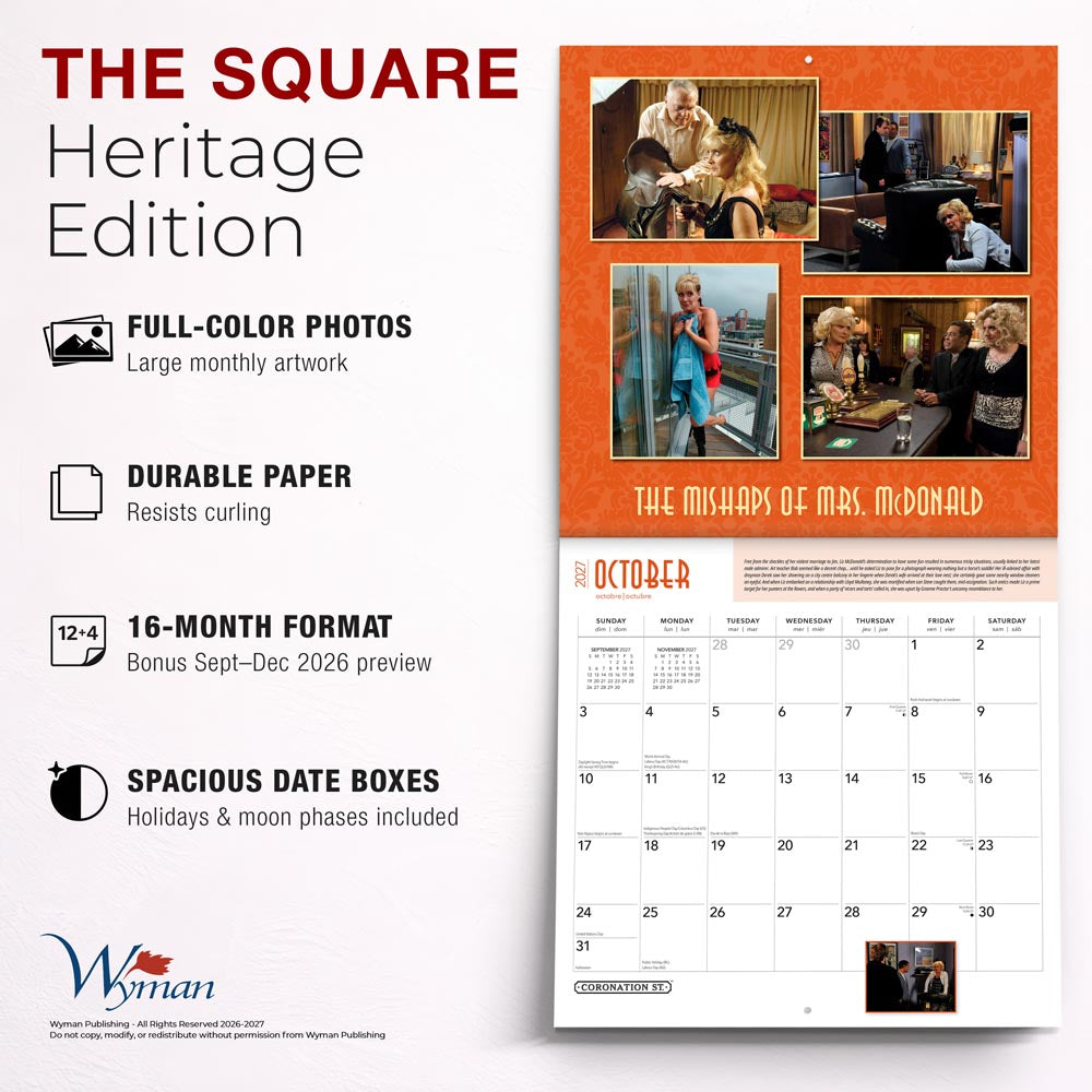 Coronation Street OFFICIAL | 2027 12 x 24 Inch (Hanging) Monthly Square Wall Calendar