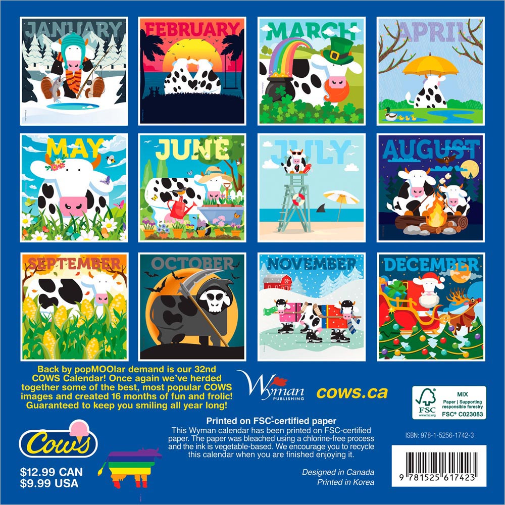 Cows Creamery OFFICIAL | 2027 7 x 14 Inch (Hanging) Monthly Mini Wall Calendar