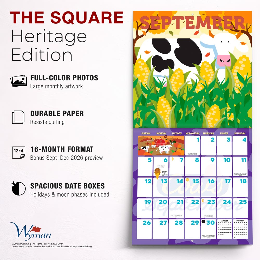 Cows Creamery OFFICIAL | 2027 12 x 24 Inch (Hanging) Monthly Square Wall Calendar