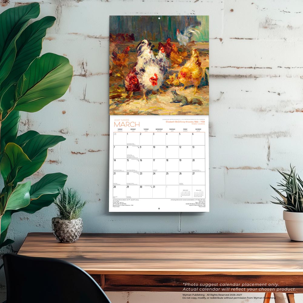 Canadian Impressionists AGO OFFICIAL | 2027 12 x 24 Inch (Hanging) Monthly Square Wall Calendar | English/French Bilingual