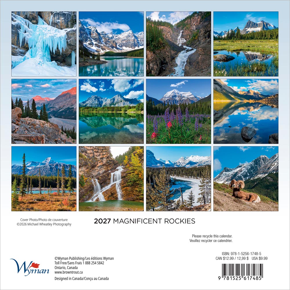 Magnificent Rockies | 2027 7 x 14 Inch (Hanging) Monthly Mini Wall Calendar