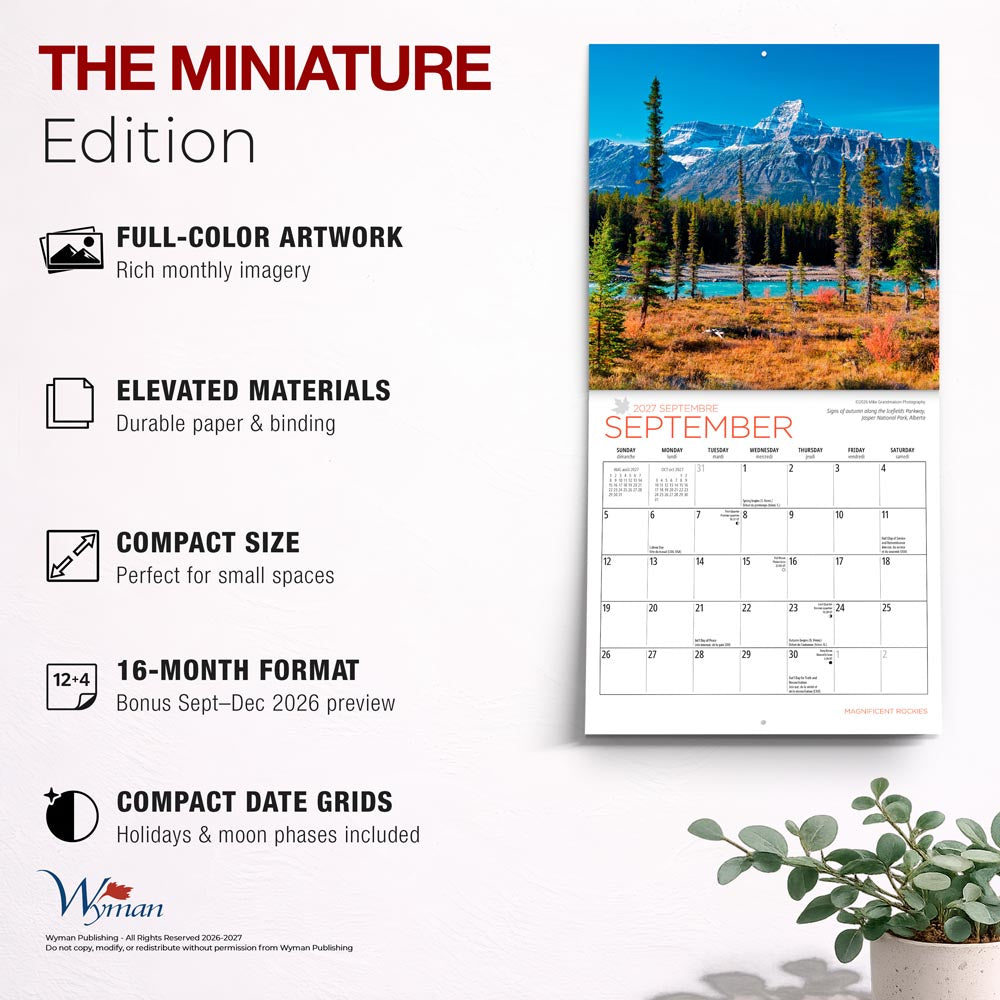 Magnificent Rockies | 2027 7 x 14 Inch (Hanging) Monthly Mini Wall Calendar