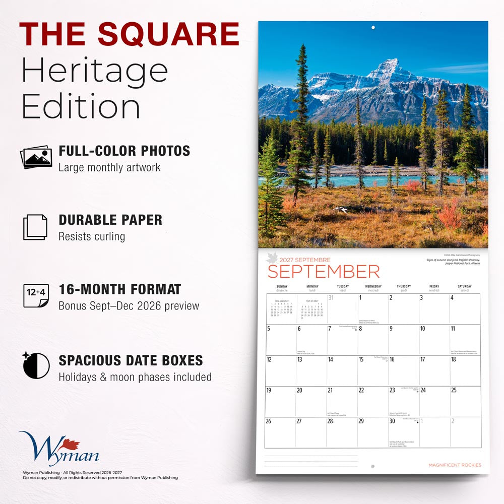 Magnificent Rockies | 2027 12 x 24 Inch (Hanging) Monthly Square Wall Calendar