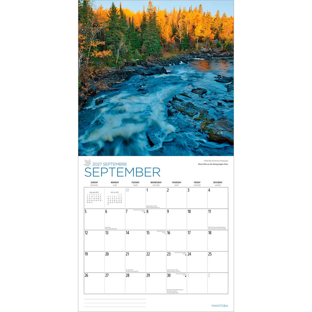 Manitoba | 2027 12 x 24 Inch (Hanging) Monthly Square Wall Calendar