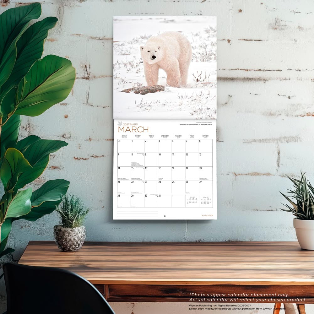 Manitoba | 2027 12 x 24 Inch (Hanging) Monthly Square Wall Calendar