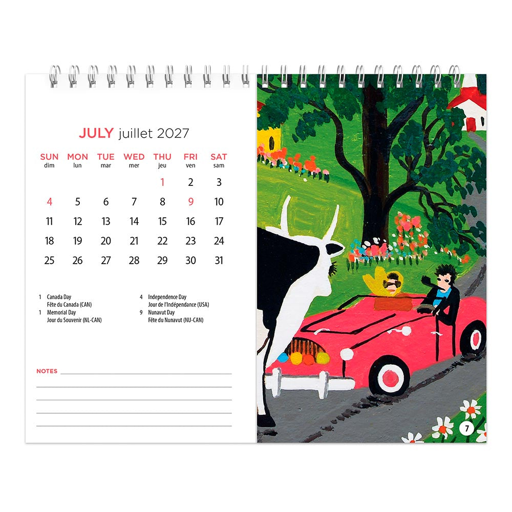 Maud Lewis AGNS OFFICIAL | 2027 7.5 x 6 Inch Monthly Double-View Easel Desk Calendar