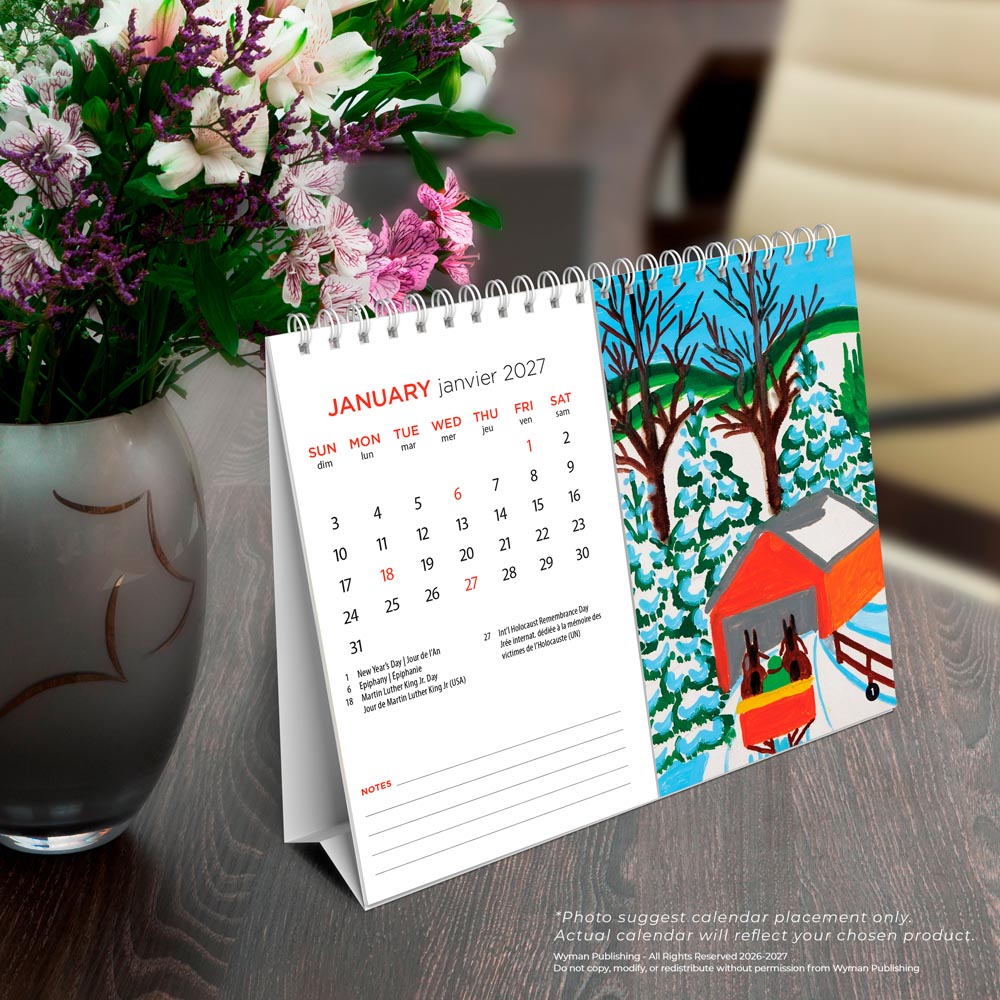 Maud Lewis AGNS OFFICIAL | 2027 7.5 x 6 Inch Monthly Double-View Easel Desk Calendar