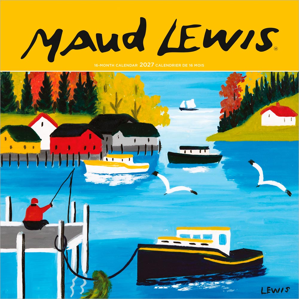 Maud Lewis AGNS OFFICIAL | 2027 8.5 x 8.5 Inch Monthly Medium Wall Calendar | Gift Envelope | English/French Bilingual