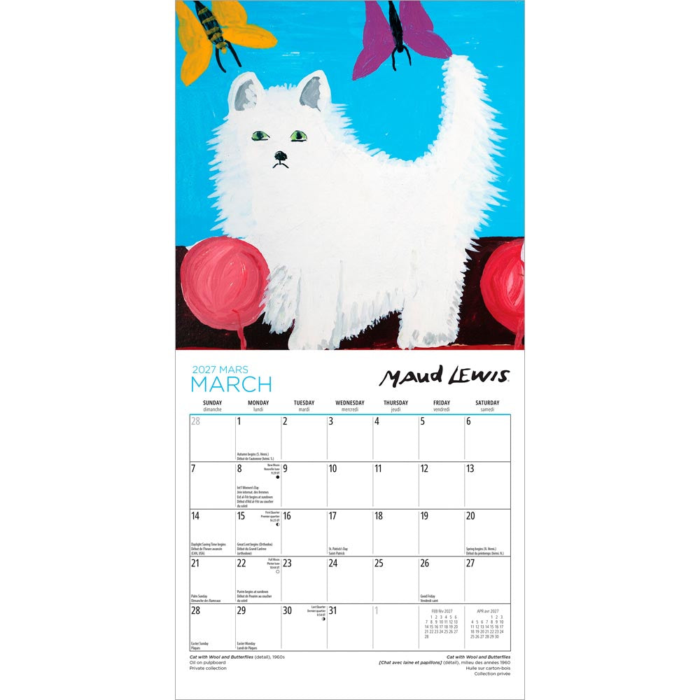 Maud Lewis AGNS OFFICIAL | 2027 7 x 14 Inch (Hanging) Monthly Mini Wall Calendar | English/French Bilingual