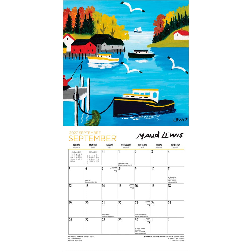 Maud Lewis AGNS OFFICIAL | 2027 7 x 14 Inch (Hanging) Monthly Mini Wall Calendar | English/French Bilingual