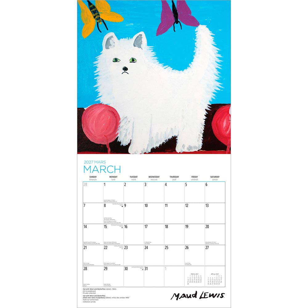 Maud Lewis AGNS OFFICIAL | 2027 12 x 24 Inch (Hanging) Monthly Square Wall Calendar | English/French Bilingual