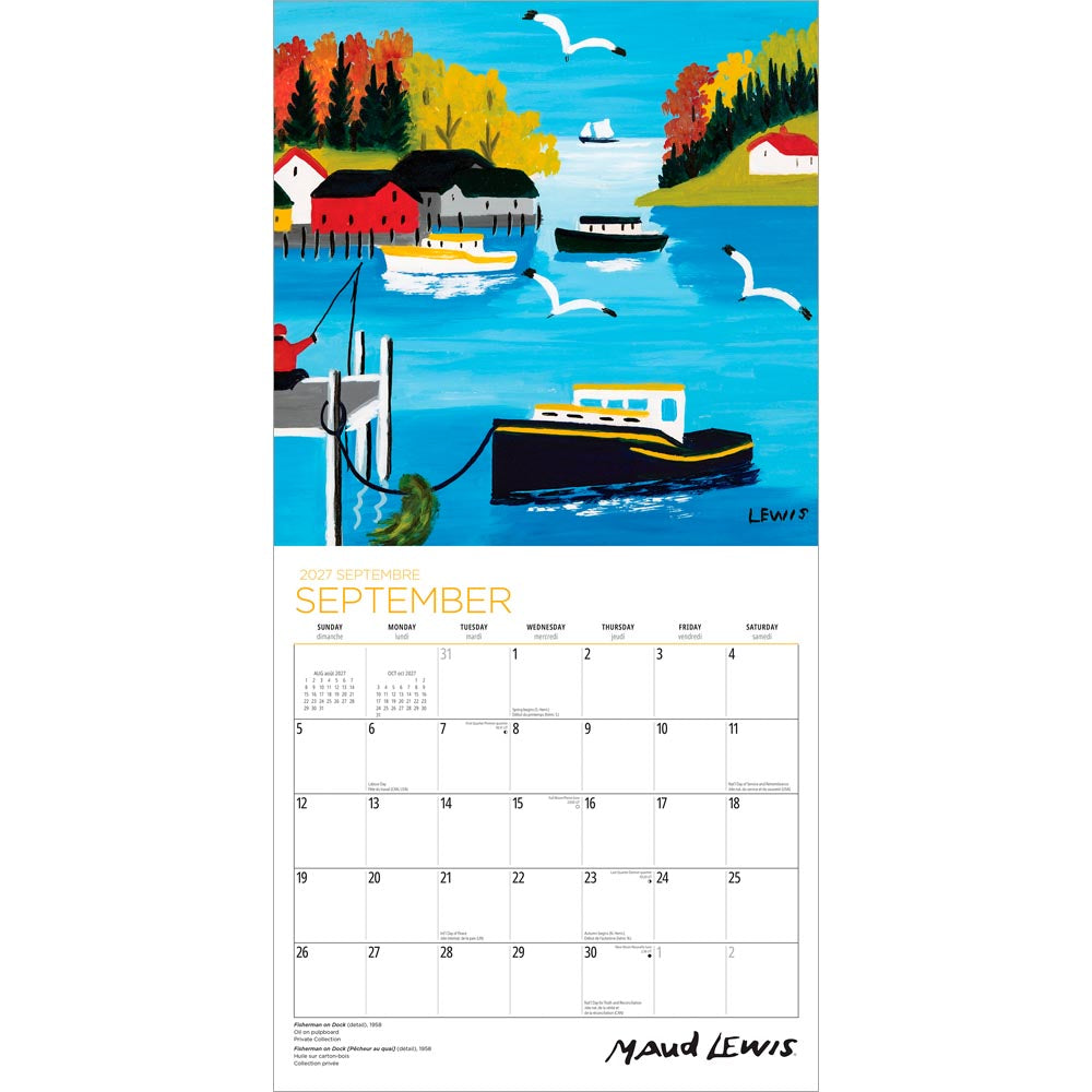 Maud Lewis AGNS OFFICIAL | 2027 12 x 24 Inch (Hanging) Monthly Square Wall Calendar | English/French Bilingual