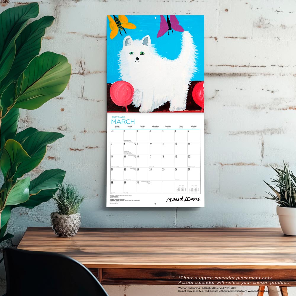 Maud Lewis AGNS OFFICIAL | 2027 12 x 24 Inch (Hanging) Monthly Square Wall Calendar | English/French Bilingual