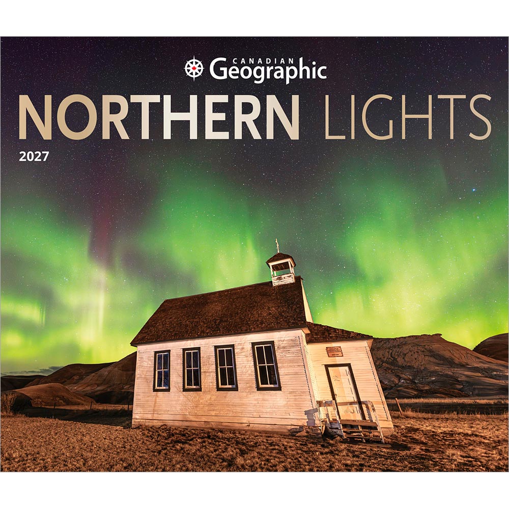Canadian Geographic Northern Lights OFFICIAL | 2027 14 x 24 Inch (Hanging) Monthly Deluxe Wall Calendar | Foil Stamped Cover and Gift Envelope