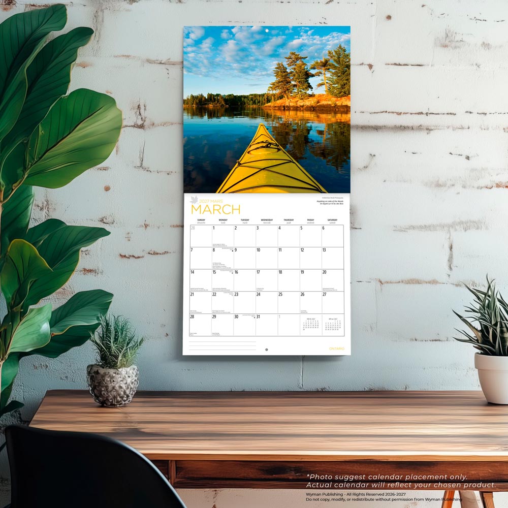 Ontario | 2027 12 x 24 Inch (Hanging) Monthly Square Wall Calendar | English/French Bilingual