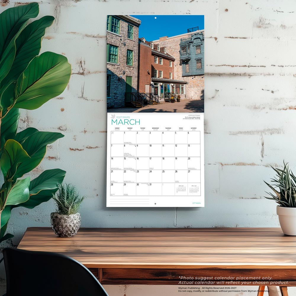 Ottawa | 2027 12 x 24 Inch (Hanging) Monthly Square Wall Calendar | English/French Bilingual