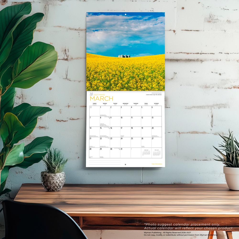 The Prairies  | 2027 12 x 24 Inch (Hanging) Monthly Square Wall Calendar