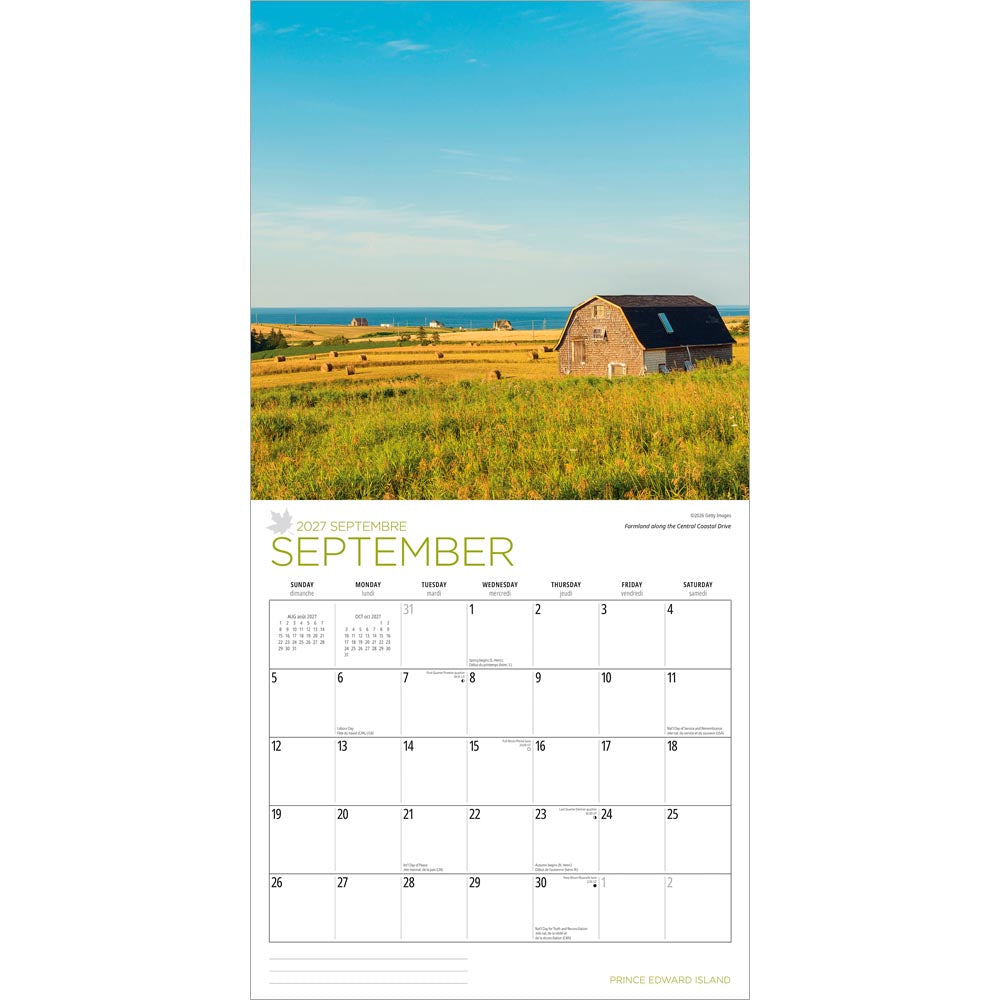 Prince Edward Island | 2027 12 x 24 Inch (Hanging) Monthly Square Wall Calendar