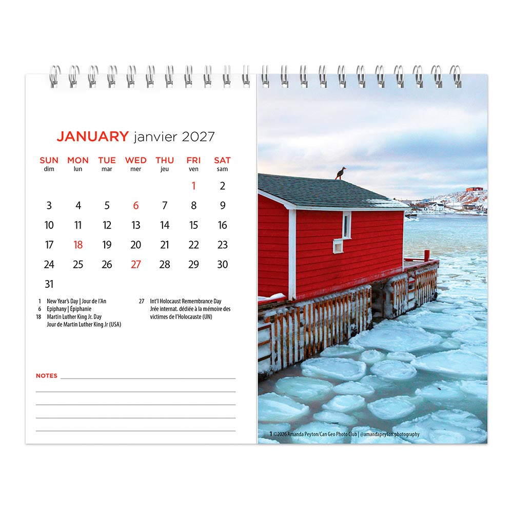 Canadian Geographic Scenic Canada OFFICIAL | 2027 7.5 x 6 Inch Monthly Double-View Easel Desk Calendar