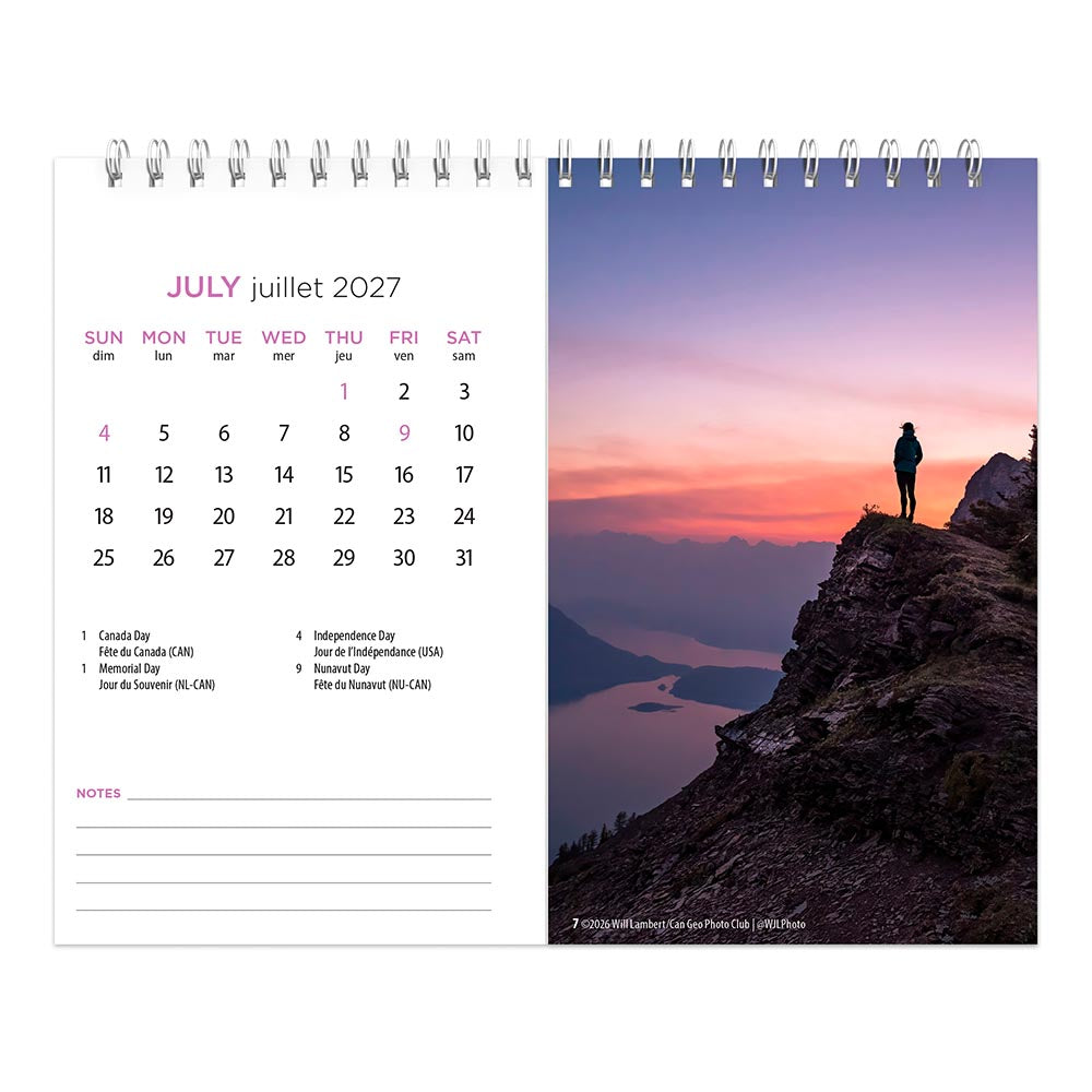 Canadian Geographic Scenic Canada OFFICIAL | 2027 7.5 x 6 Inch Monthly Double-View Easel Desk Calendar