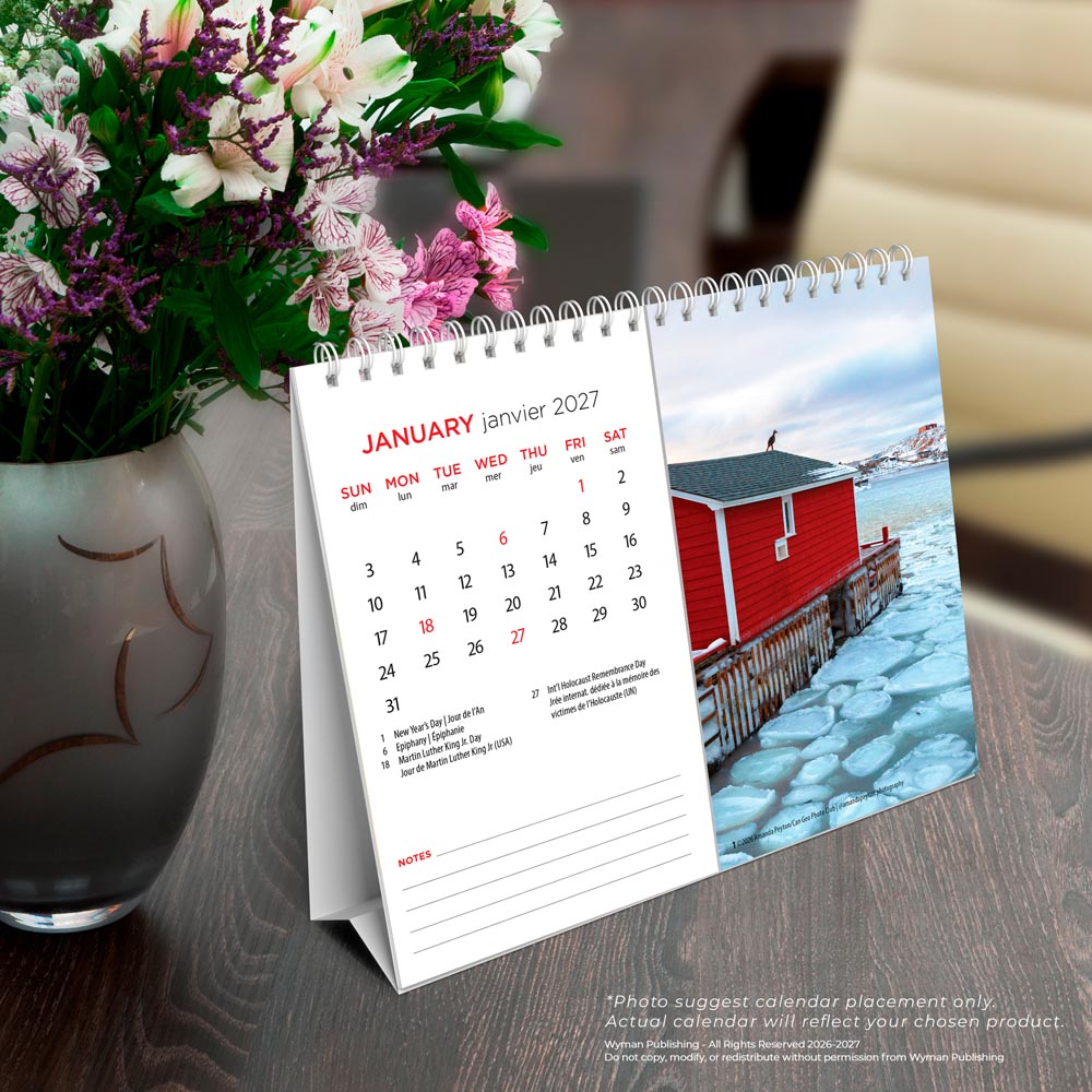 Canadian Geographic Scenic Canada OFFICIAL | 2027 7.5 x 6 Inch Monthly Double-View Easel Desk Calendar