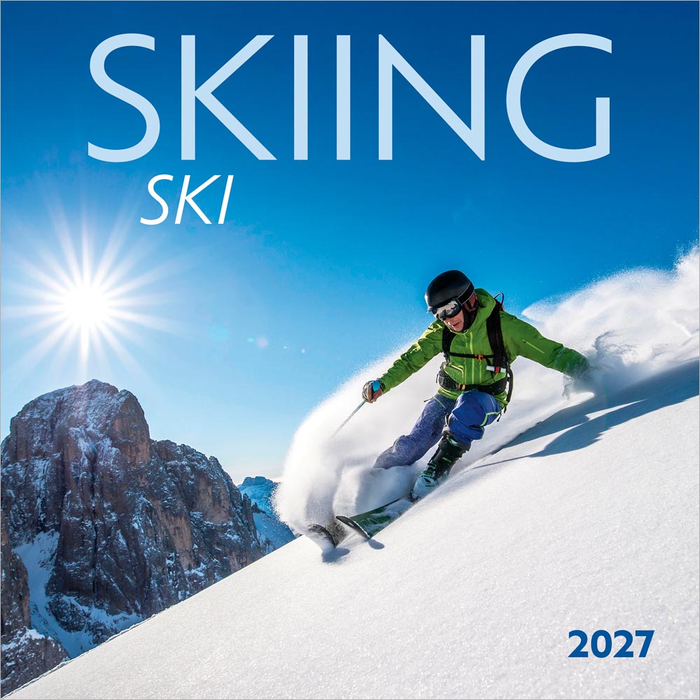 Skiing | 2027 12 x 24 Inch (Hanging) Monthly Square Wall Calendar | English/French Bilingual