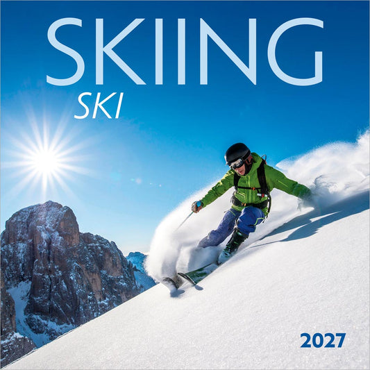 Skiing | 2027 12 x 24 Inch (Hanging) Monthly Square Wall Calendar | English/French Bilingual
