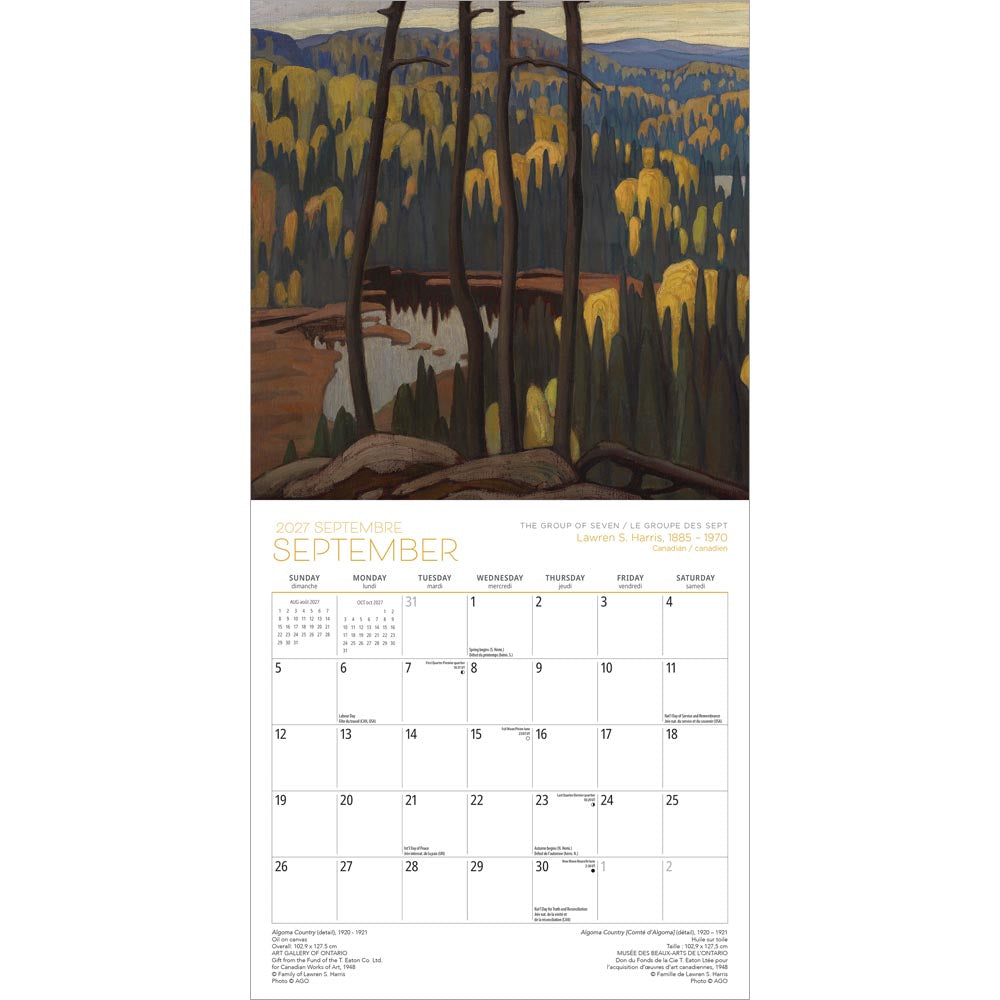 The Group of Seven AGO OFFICIAL | 2027 8.5 x 8.5 Inch Monthly Medium Wall Calendar | Gift Envelope | English/French Bilingual