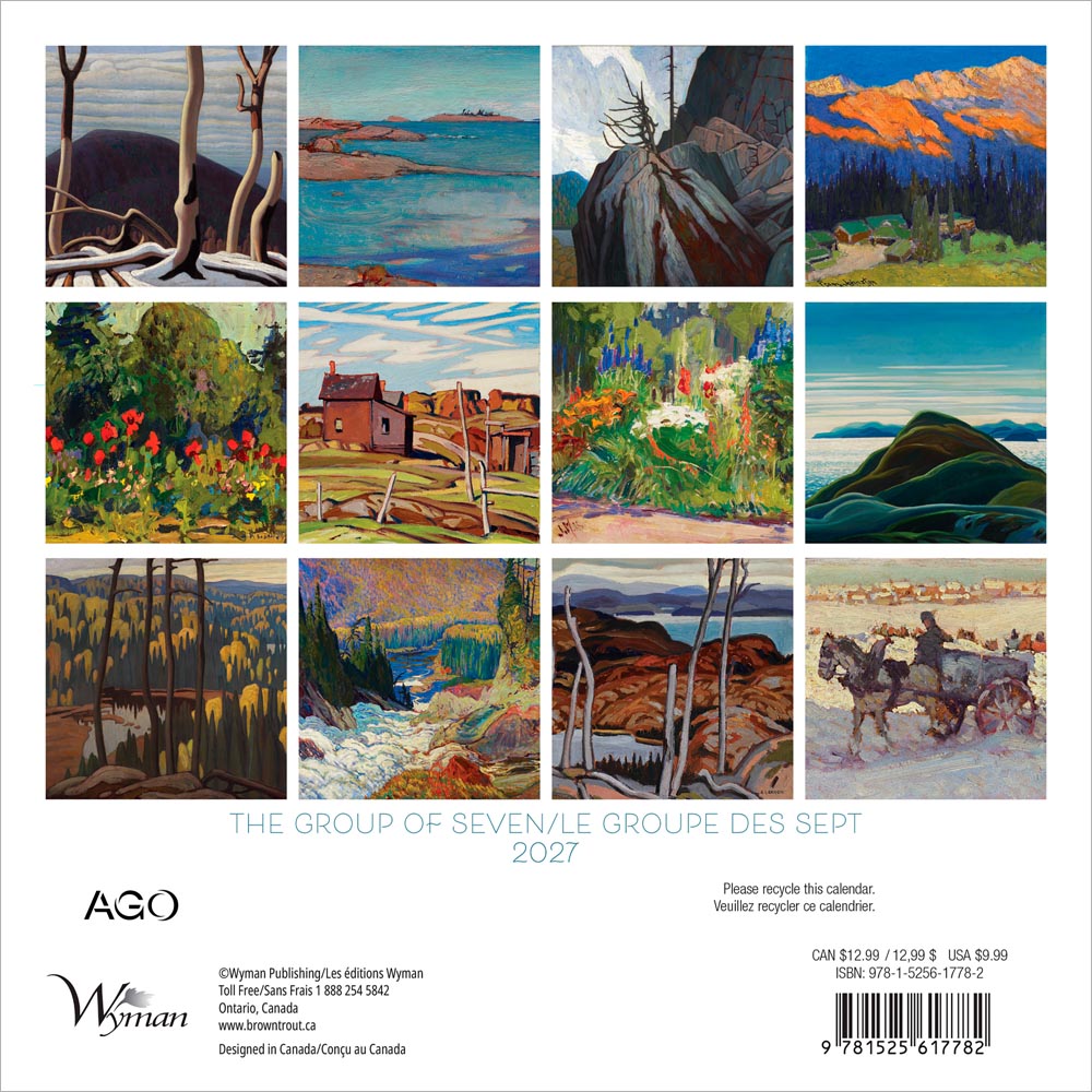 The Group of Seven AGO OFFICIAL | 2027 7 x 14 Inch (Hanging) Monthly Mini Wall Calendar | English/French Bilingual