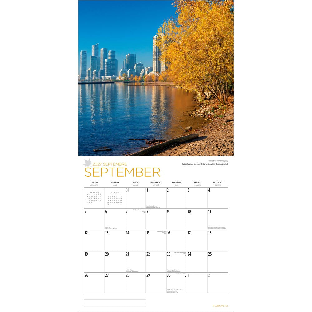 Toronto | 2027 12 x 24 Inch (Hanging) Monthly Square Wall Calendar