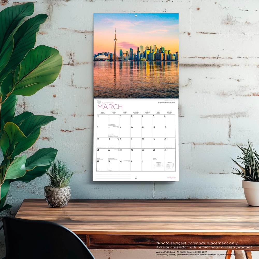 Toronto | 2027 12 x 24 Inch (Hanging) Monthly Square Wall Calendar