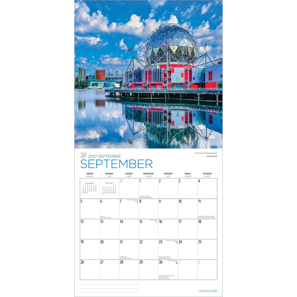 Vancouver | 2027 12 x 24 Inch (Hanging) Monthly Square Wall Calendar