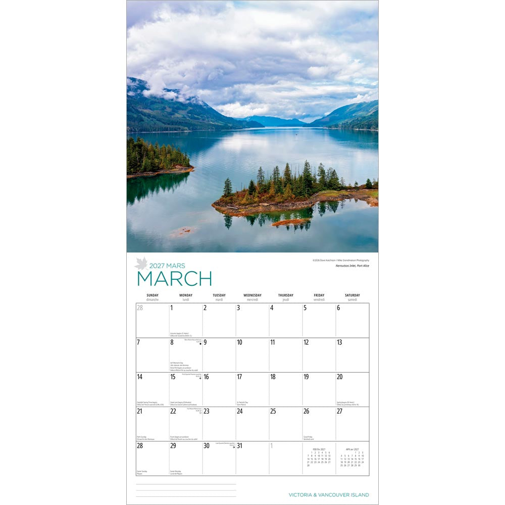 Victoria & Vancouver Island | 2027 12 x 24 Inch (Hanging) Monthly Square Wall Calendar