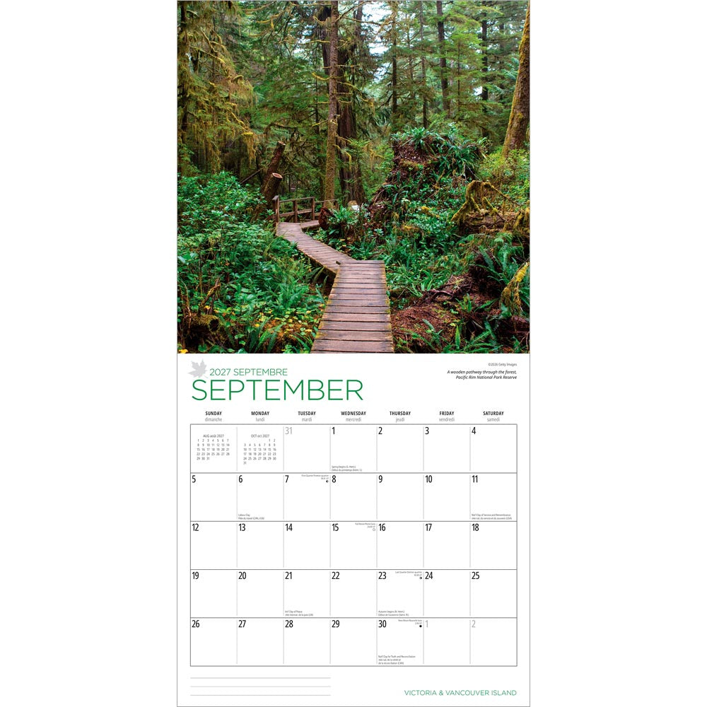 Victoria & Vancouver Island | 2027 12 x 24 Inch (Hanging) Monthly Square Wall Calendar