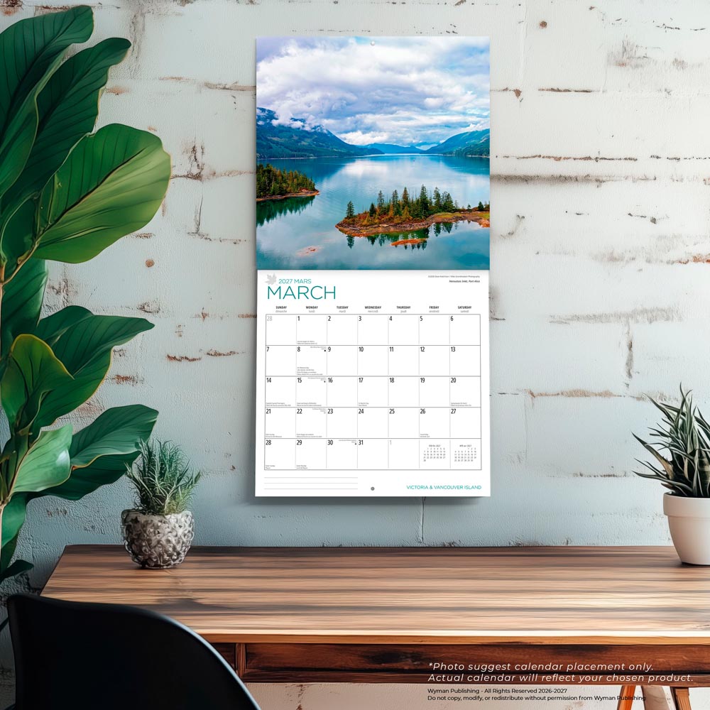 Victoria & Vancouver Island | 2027 12 x 24 Inch (Hanging) Monthly Square Wall Calendar