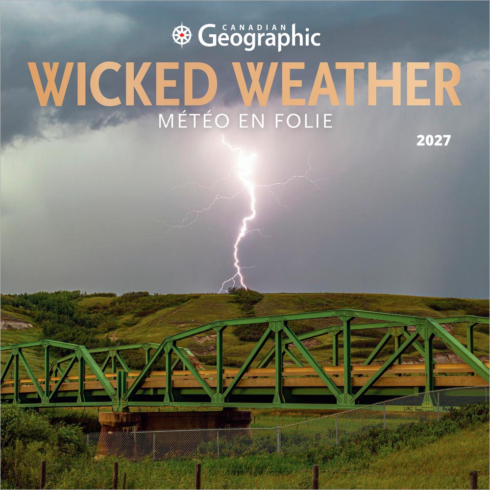 Canadian Geographic Wicked Weather OFFICIAL | 2027 12 x 24 Inch (Hanging) Monthly Square Wall Calendar | Foil Stamped Cover | English/French Bilingual