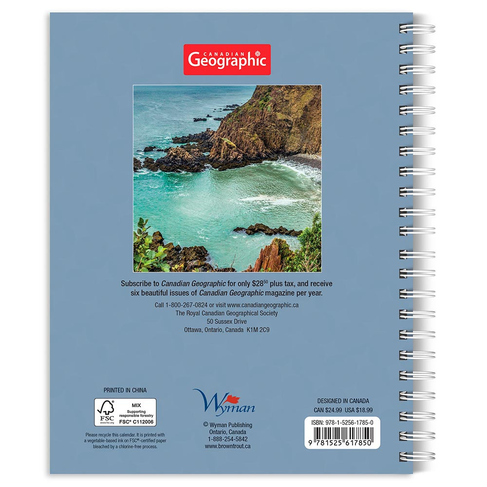 Canadian Geographic Wilderness Canada OFFICIAL | 2027 6 x 7.75 Inch Spiral-Bound Wire-O Weekly Engagement Planner Calendar | New Full-Color Image Every Week