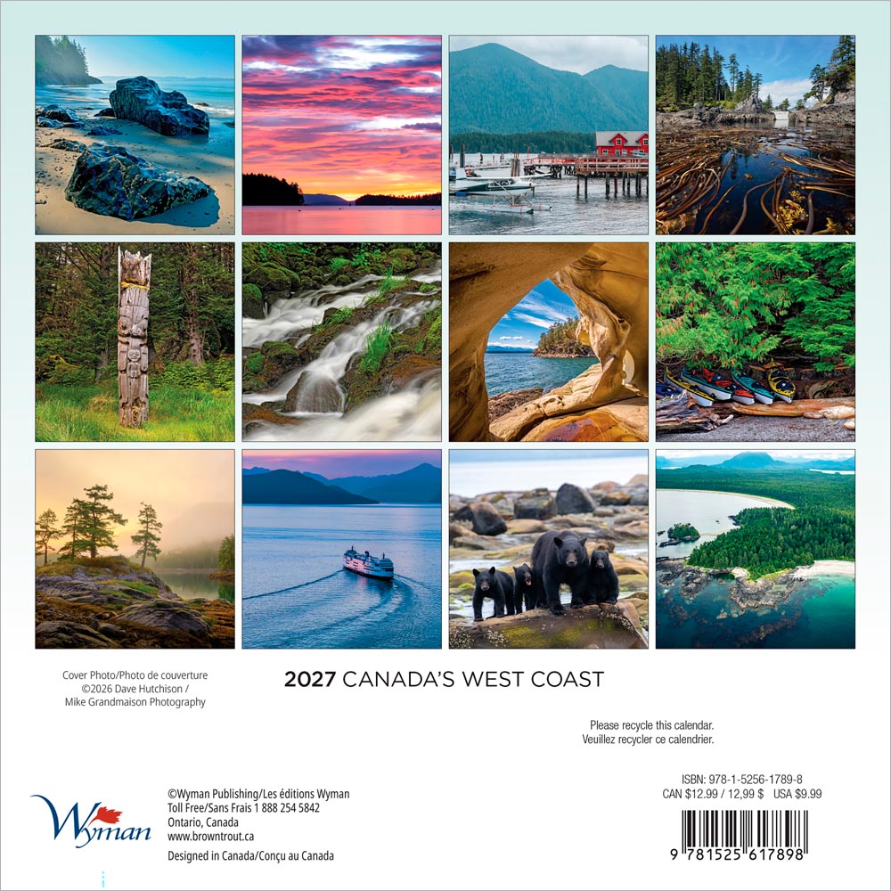 Canada's West Coast | 2027 7 x 14 Inch (Hanging) Monthly Mini Wall Calendar