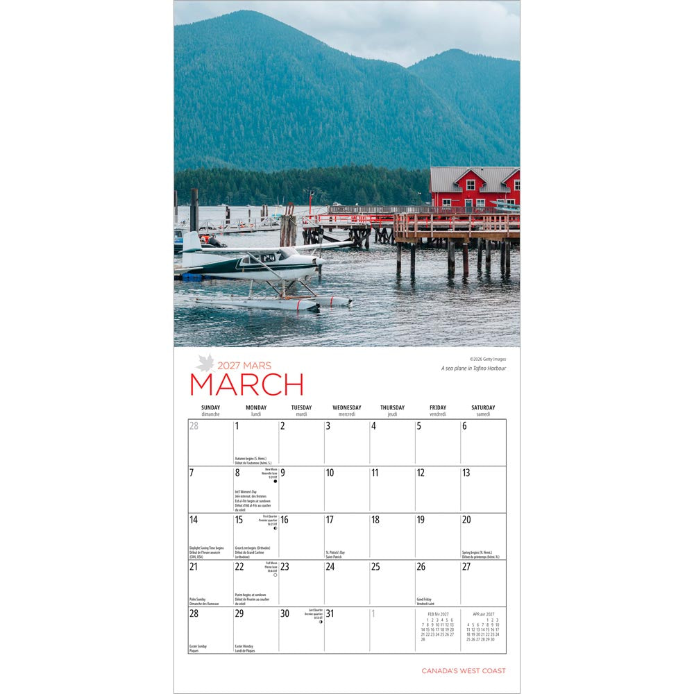 Canada's West Coast | 2027 7 x 14 Inch (Hanging) Monthly Mini Wall Calendar