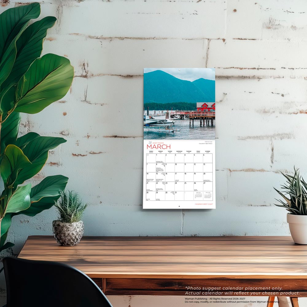 Canada's West Coast | 2027 7 x 14 Inch (Hanging) Monthly Mini Wall Calendar