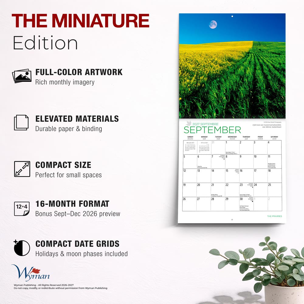 The Prairies | 2027 7 x 14 Inch (Hanging) Monthly Mini Wall Calendar