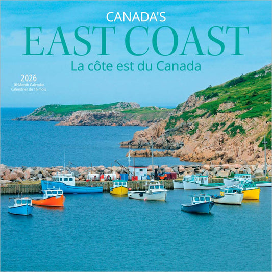 Canada's East Coast | 2026 12 x 24 Inch (Hanging) Monthly Square Wall Calendar | English/French Bilingual